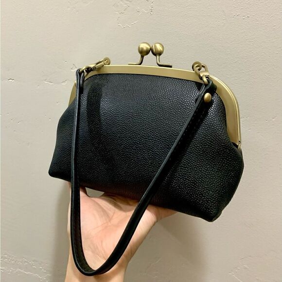 Handmade Genuine Cowhide Leather Kisslock Clutch/Wristlet/Crossbody & 2 Straps - Picture 5 of 15